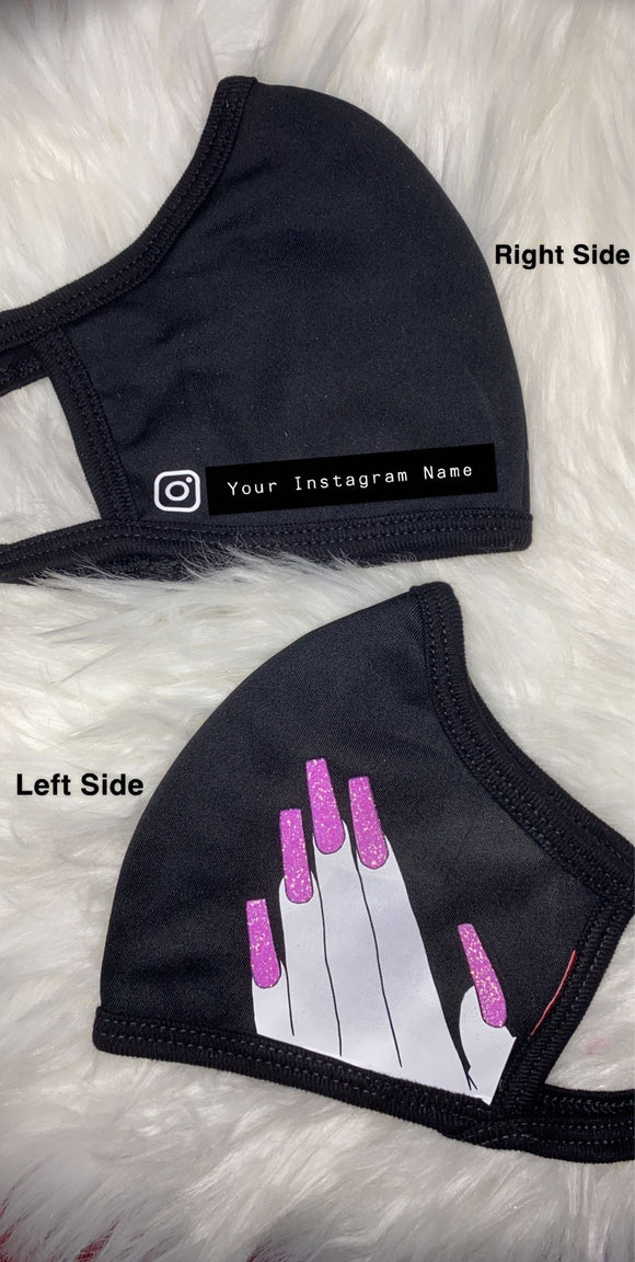 Custom Nail Tech Face Mask - IG name included